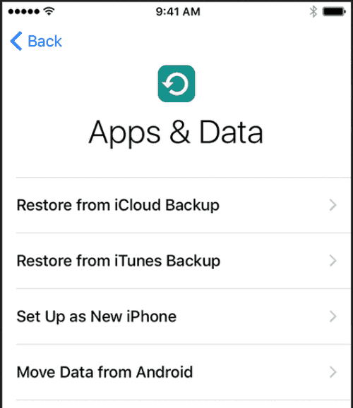 Apps And Data iPhone Backup Restore
