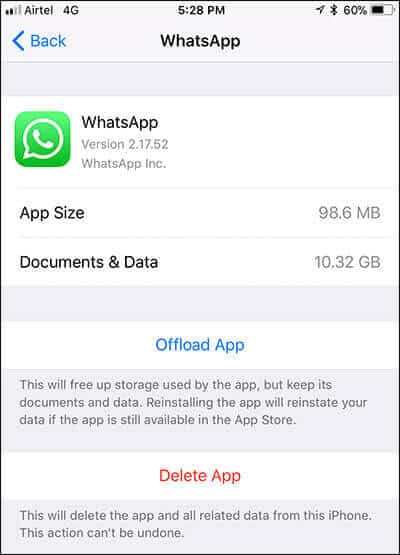 Check document and data of app on iphone