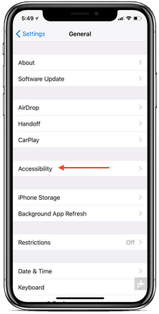 iPhone X Tap Accessibility option