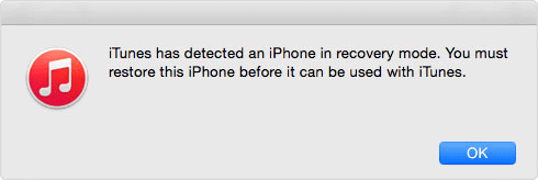 iTunes has detected an iPhone in recovery mode