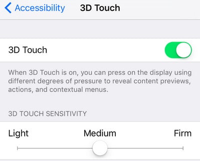 iPhone 3d touch settings