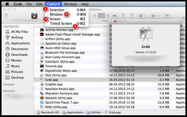 how to take a screenshot on mac using grab