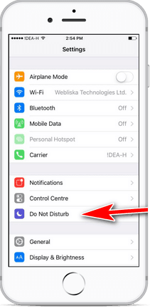 choose do not disturb from settings menu