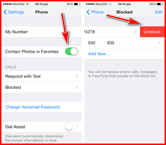 unblock number in an iPhone when iPhone won't ring