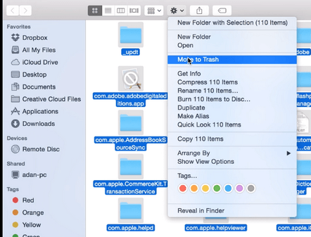 select move to trash to clear cache on mac