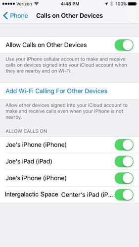 Toggle Off WiFi Calling On Other devices